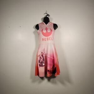 WELOVEFINE by Goldie STAR WARS Hoodie Fit & Flare Dress Junior M Pink Orange AOG